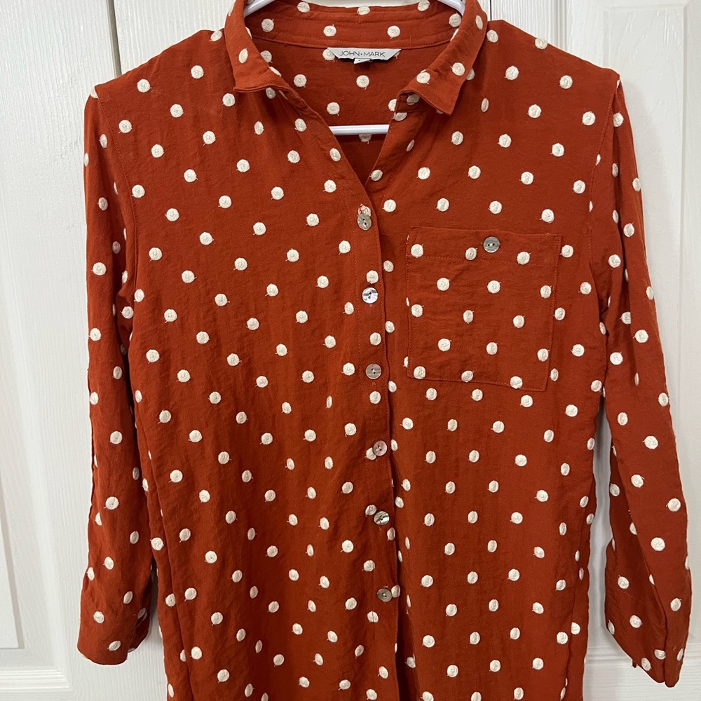 John Mark Rust Polka Dot Blouse